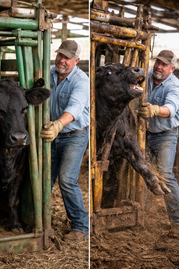 Calm cattle behavior versus wild nervous cattle behavior during ranch handling and processing